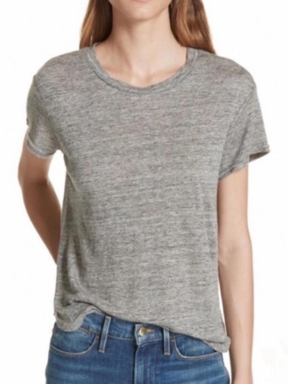 Frame Denim Linen Short-Sleeve Crewneck Tee